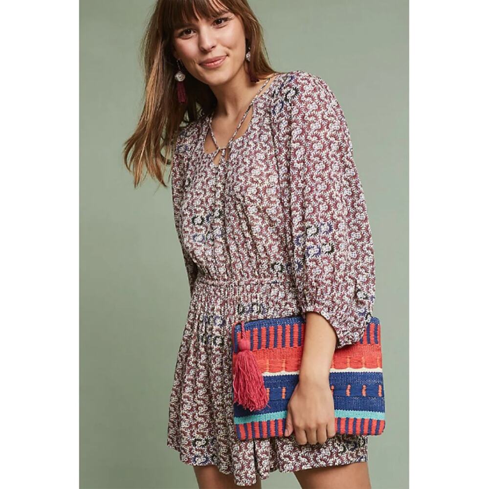 Anthropologie Holding Horses Annamaria Romper SZ Medium Dress Boho Burgundy